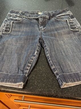 Shade Low Rise Jean Shorts With Button Detail
